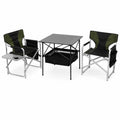 Conjunto de Sillas y Mesa Plegables de Aluminio para Exterior Negro/Verde