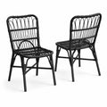 Conjunto de 2 Sillas de Exterior de Ratán Sintético Negro