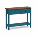 Mesa consola de madera con cajones y estante 100x35x80 cm Marrón/Azul