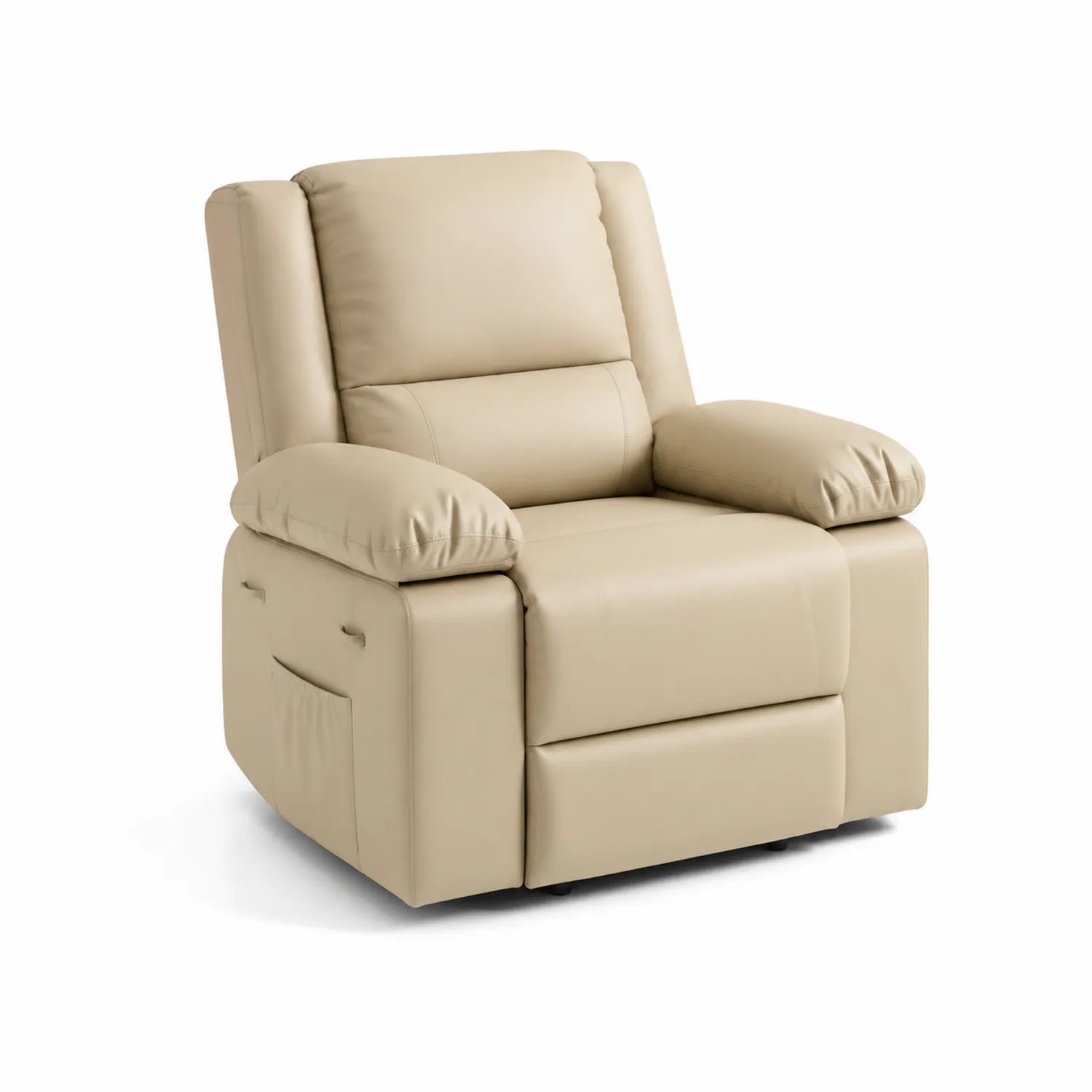 Sillón reclinable de cuero sintético beige 90 cm de ancho