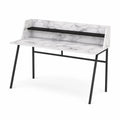 Escritorio de madera efecto mármol con estructura metálica negro 120x60x90 cm