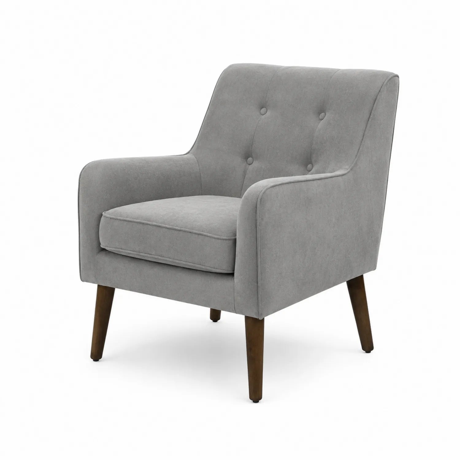Sillón de Tela Gris con Patas de Madera