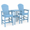 Conjunto de Sillas y Mesa Alta de Madera para Exterior Azul