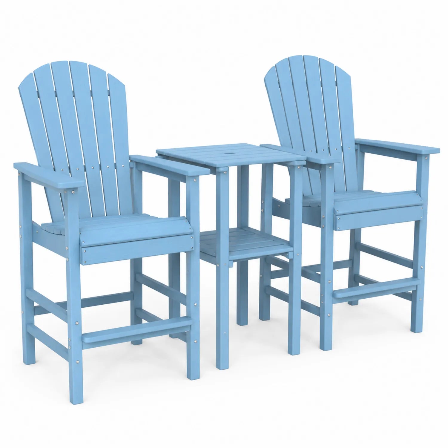 Conjunto de Sillas y Mesa Alta de Madera para Exterior Azul
