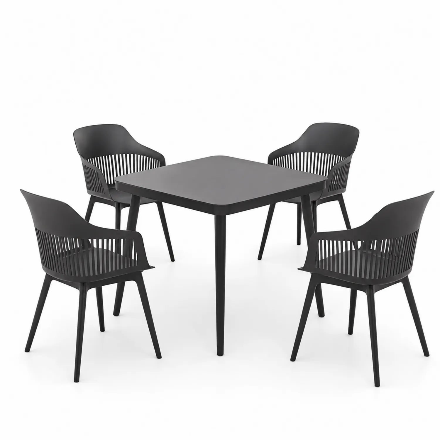 Conjunto de mesa y sillas de polipropileno para exterior color negro
