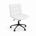 Silla de oficina de cuero sintético blanco con ruedas