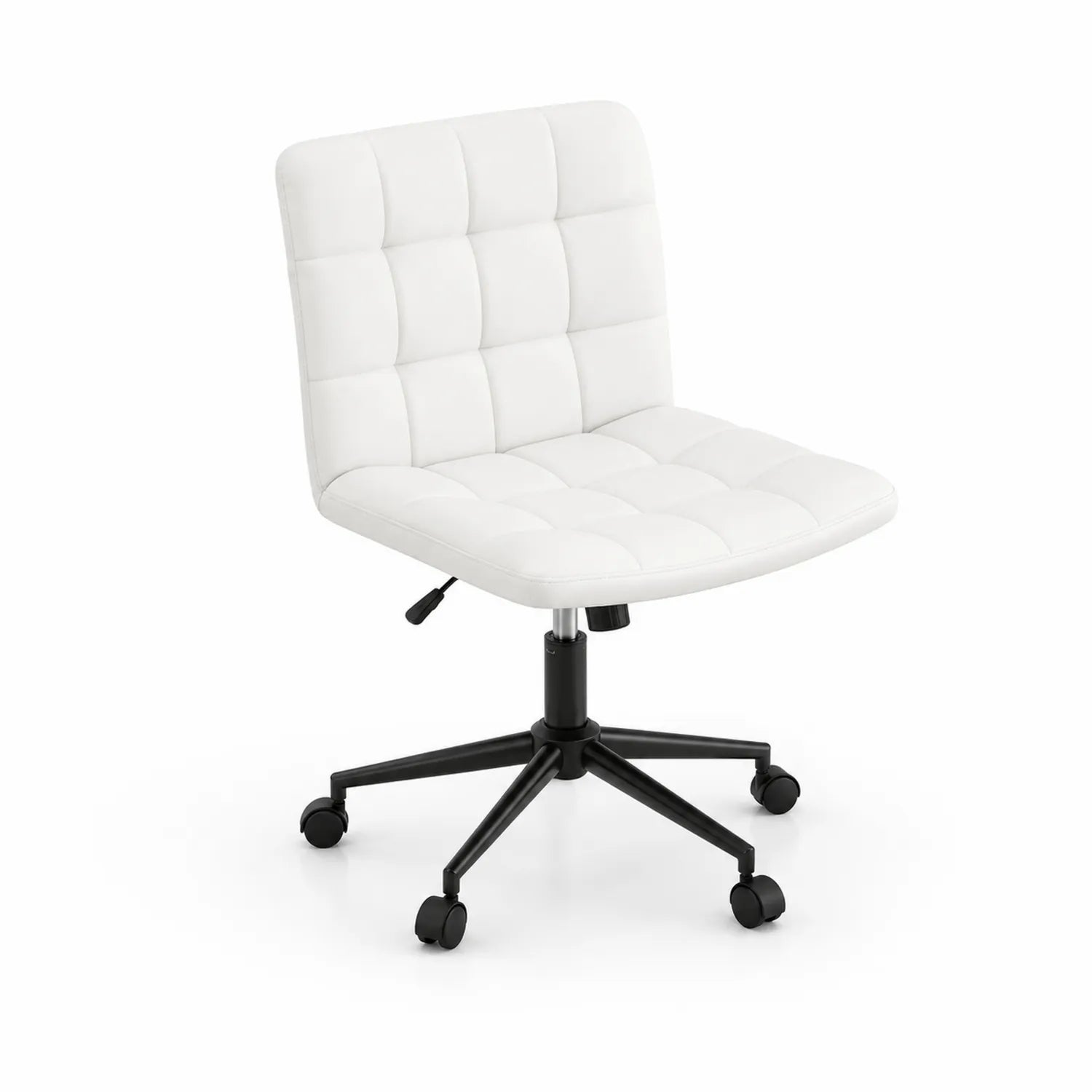 Silla de oficina de cuero sintético blanco con ruedas