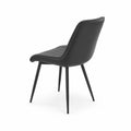 Silla de cuero sintético negro con patas metálicas