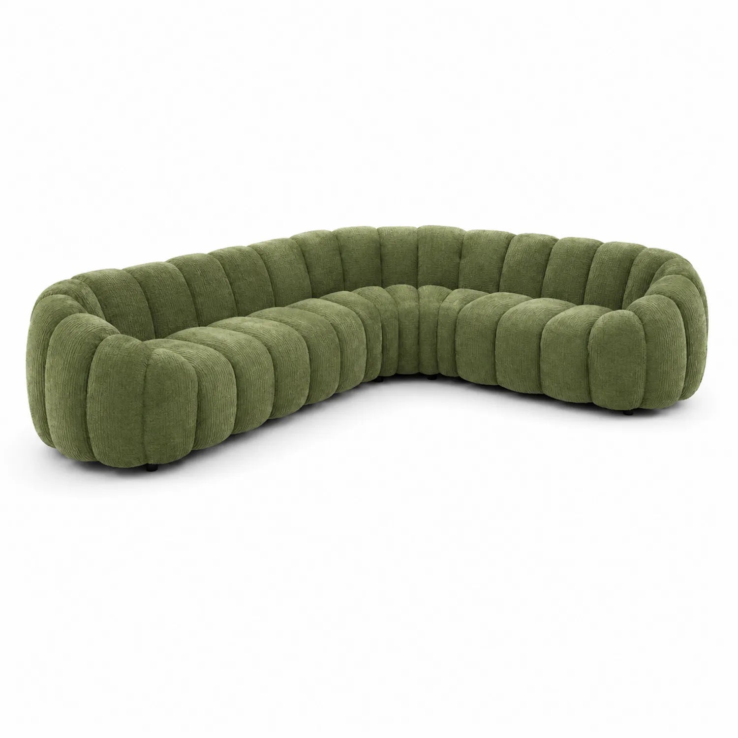 Sofá Modular en Forma de L de Tela de Chenilla Verde