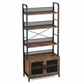Estantería de Madera y Metal Negro con Puertas de Rejilla 180x80x30 cm