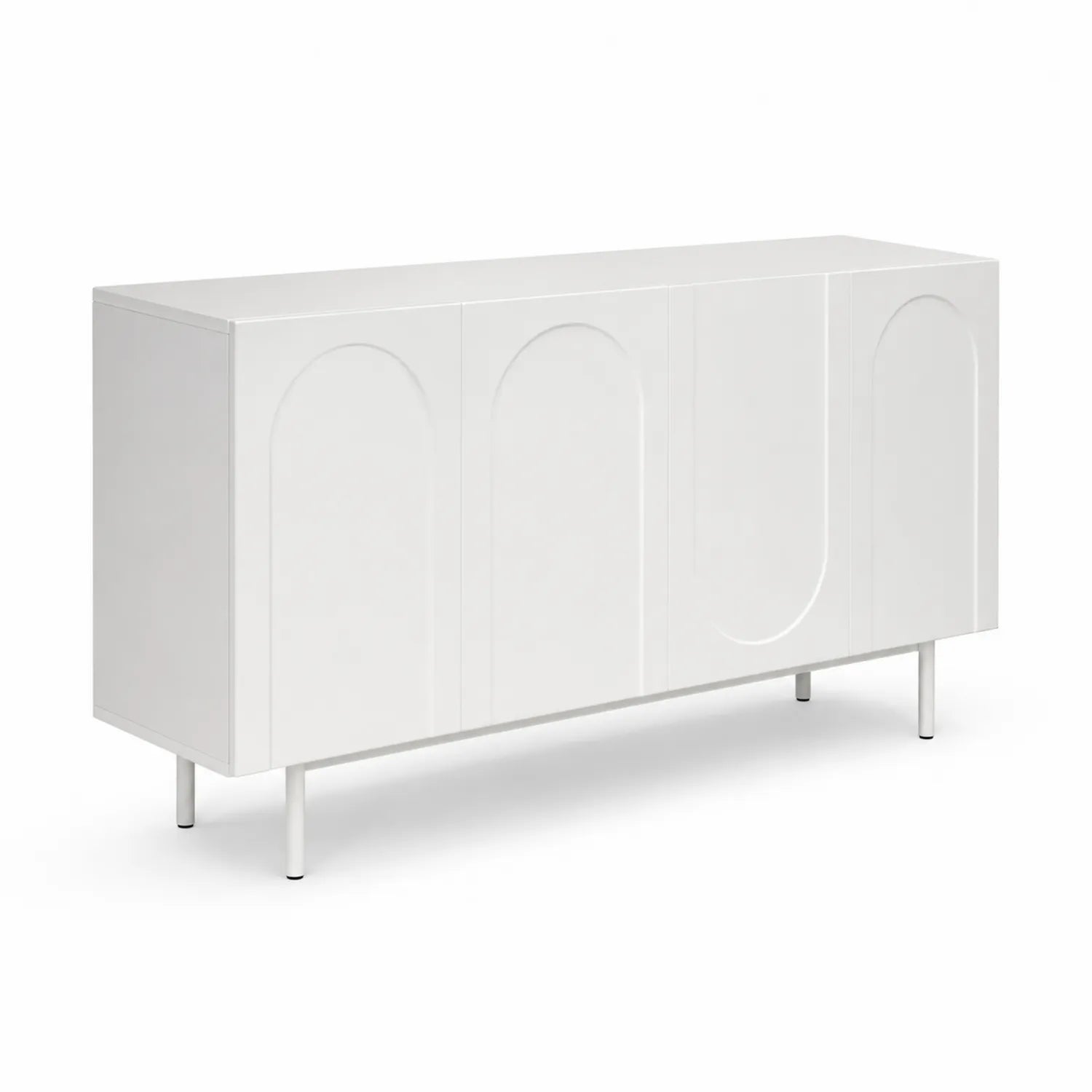 Aparador de MDF Blanco con Patas Metálicas 160x40x80 cm