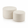 Conjunto de 2 pufs redondos de pana beige