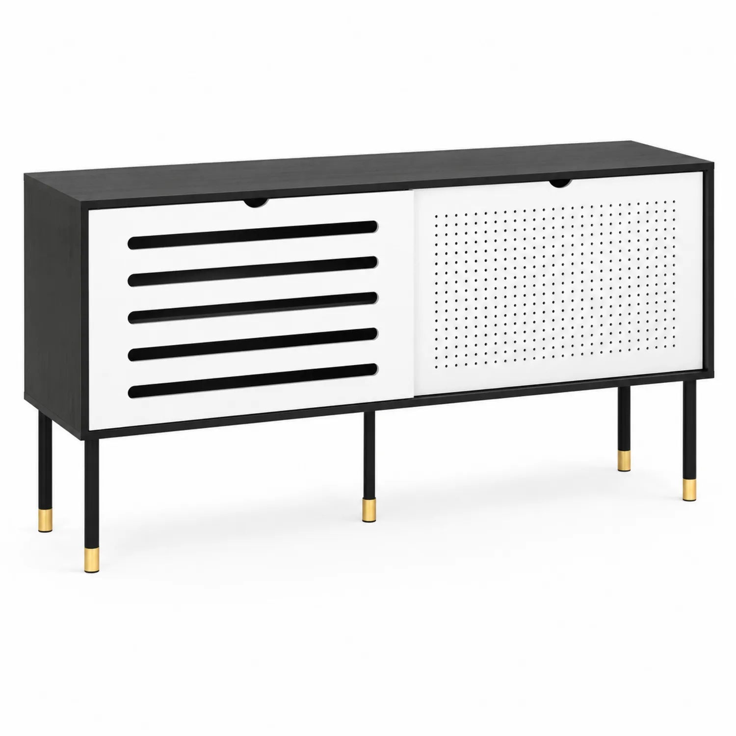 Aparador metálico y madera con puertas correderas 120x40x60 cm