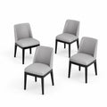 Conjunto de 4 sillas de comedor gris con tapizado en cuero sintético y base de madera