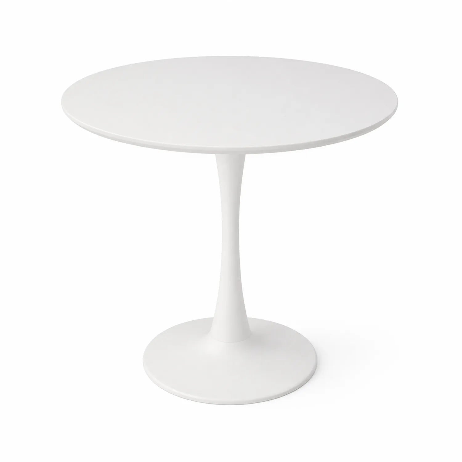 Mesa redonda de MDF y acero blanca, 100 cm