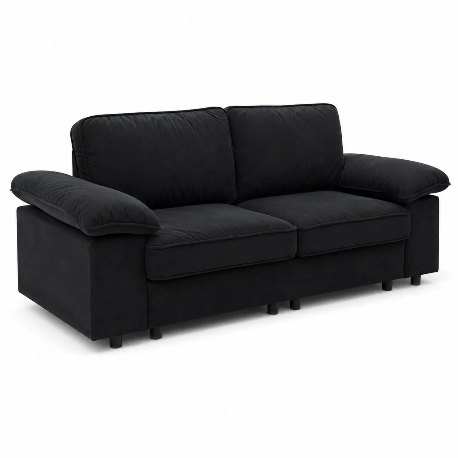 Sofá de tres plazas de tela negra 210 cm