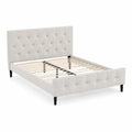 Cama tapizada de tela beige con cabecero 200x160 cm