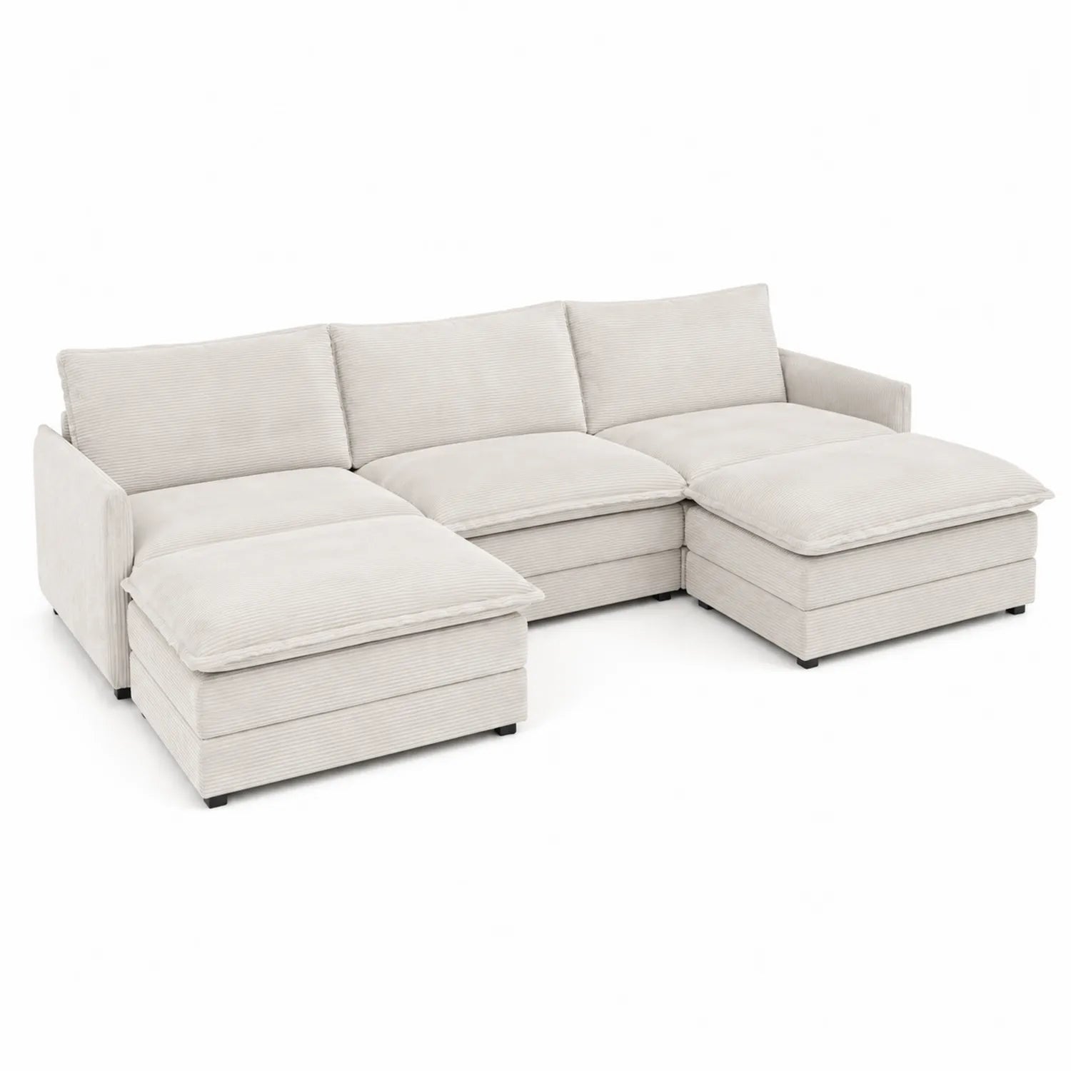 Sofá seccional de chenilla color Crema 250 cm x 150 cm