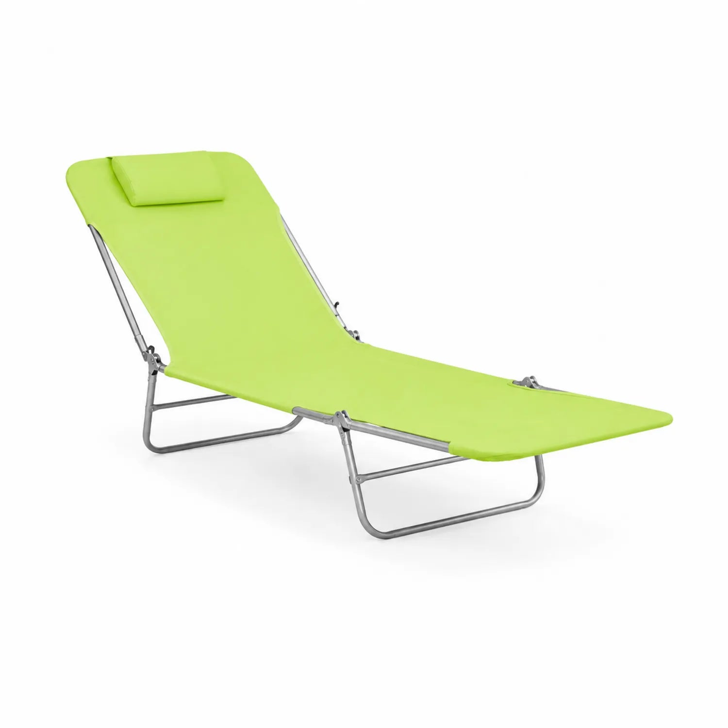 Tumbona plegable de metal y tela verde 180x60x30 cm