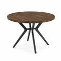 Mesa redonda de comedor de madera de nogal y metal negro, diámetro 120 cm