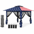 Gazebo Plegable Estrellas y Rayas, Tela Oxford de Poliéster, 300x300 cm