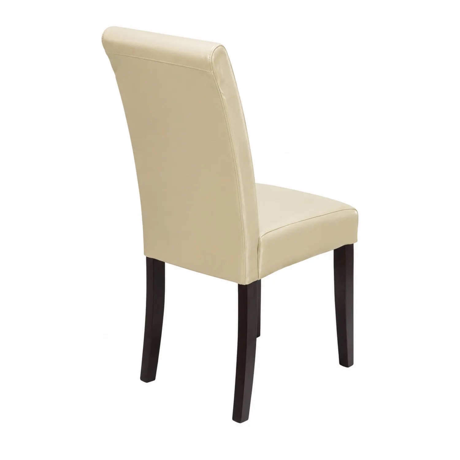 Silla de PU Beige con Patas de Madera