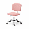 Silla de Oficina de Tela Rosa con Base de Acero