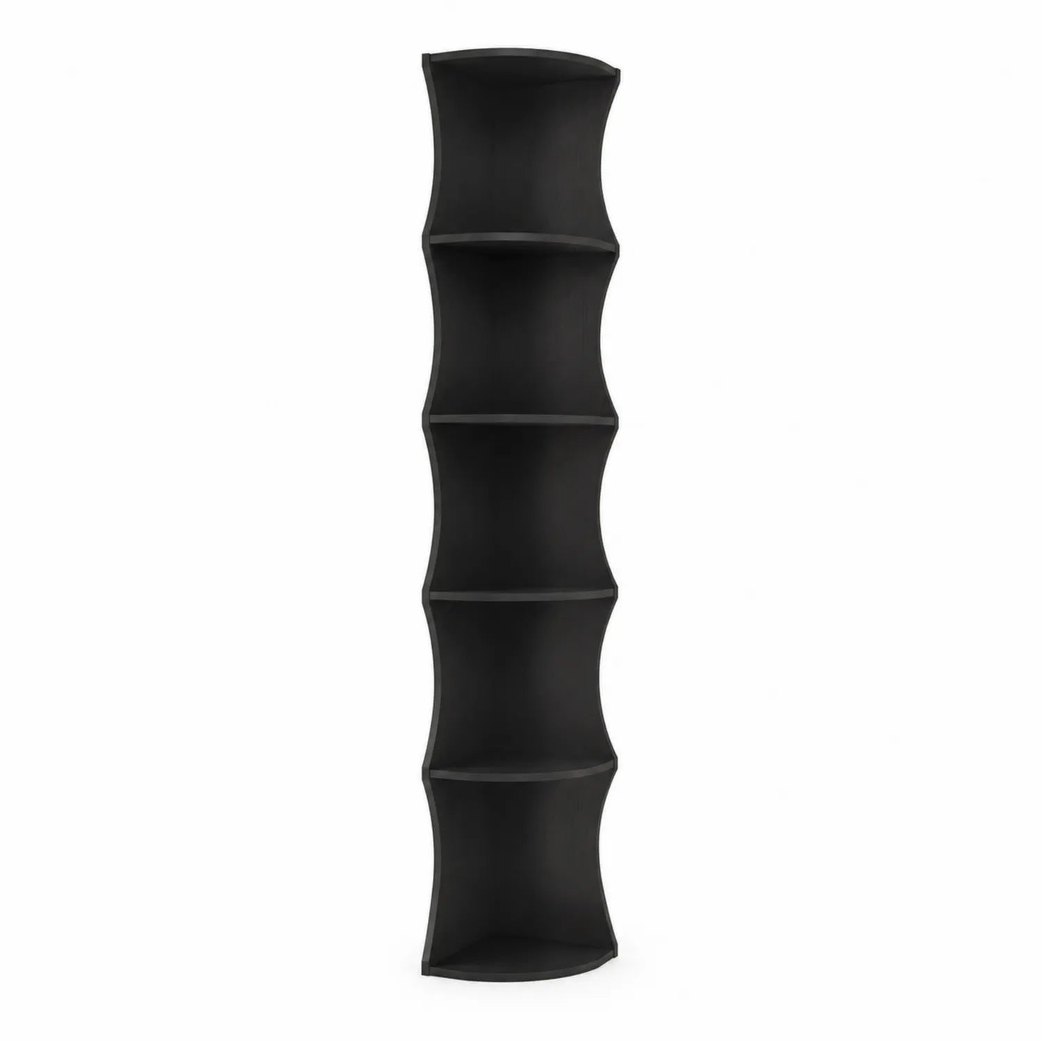 Estantería de Esquina Curva Negra 5 Niveles MDF