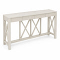 Mesa consola de madera de pino blanco 120x30x80 cm