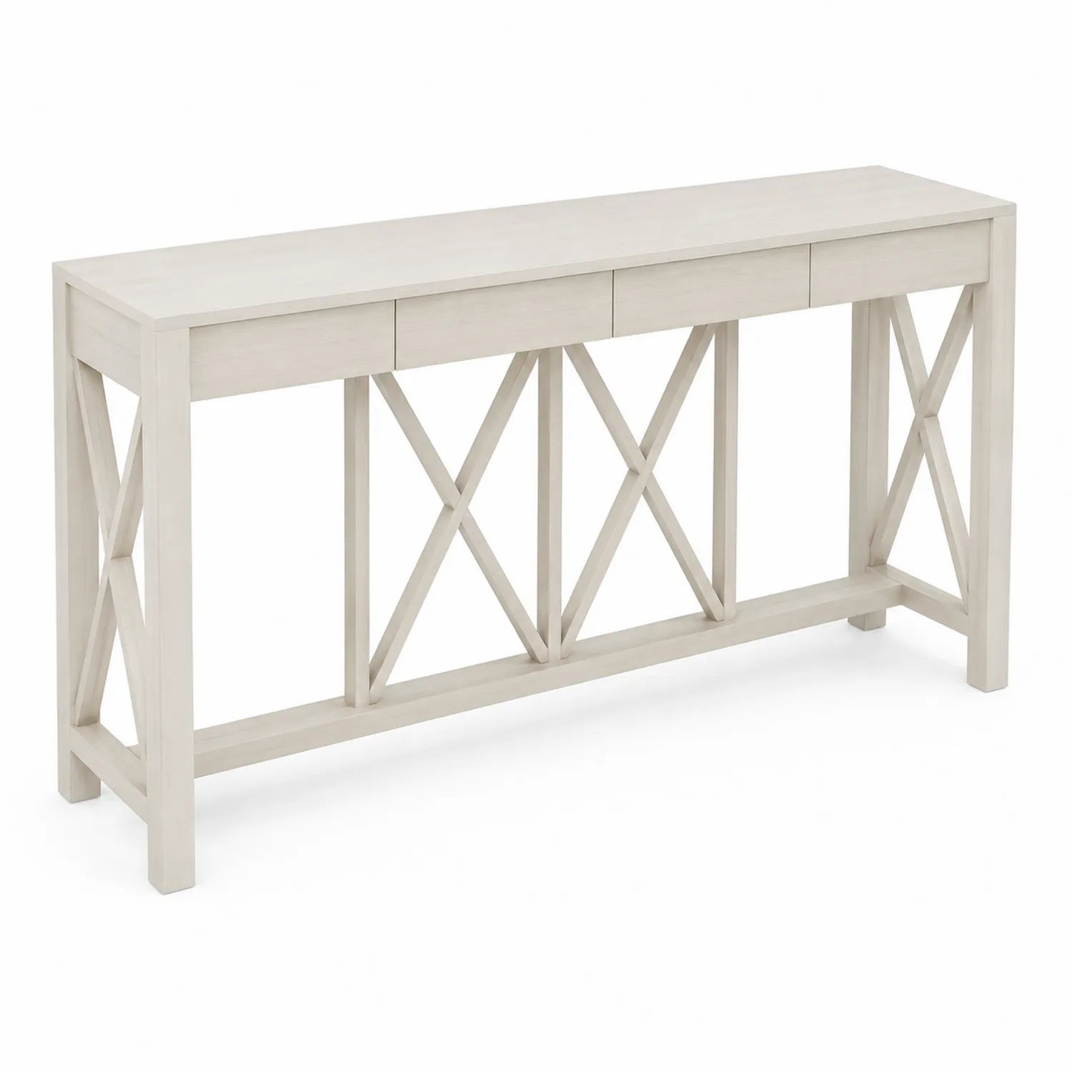 Mesa consola de madera de pino blanco 120x30x80 cm
