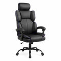 Silla de Oficina de Cuero Sintético Negro con Reposacabezas
