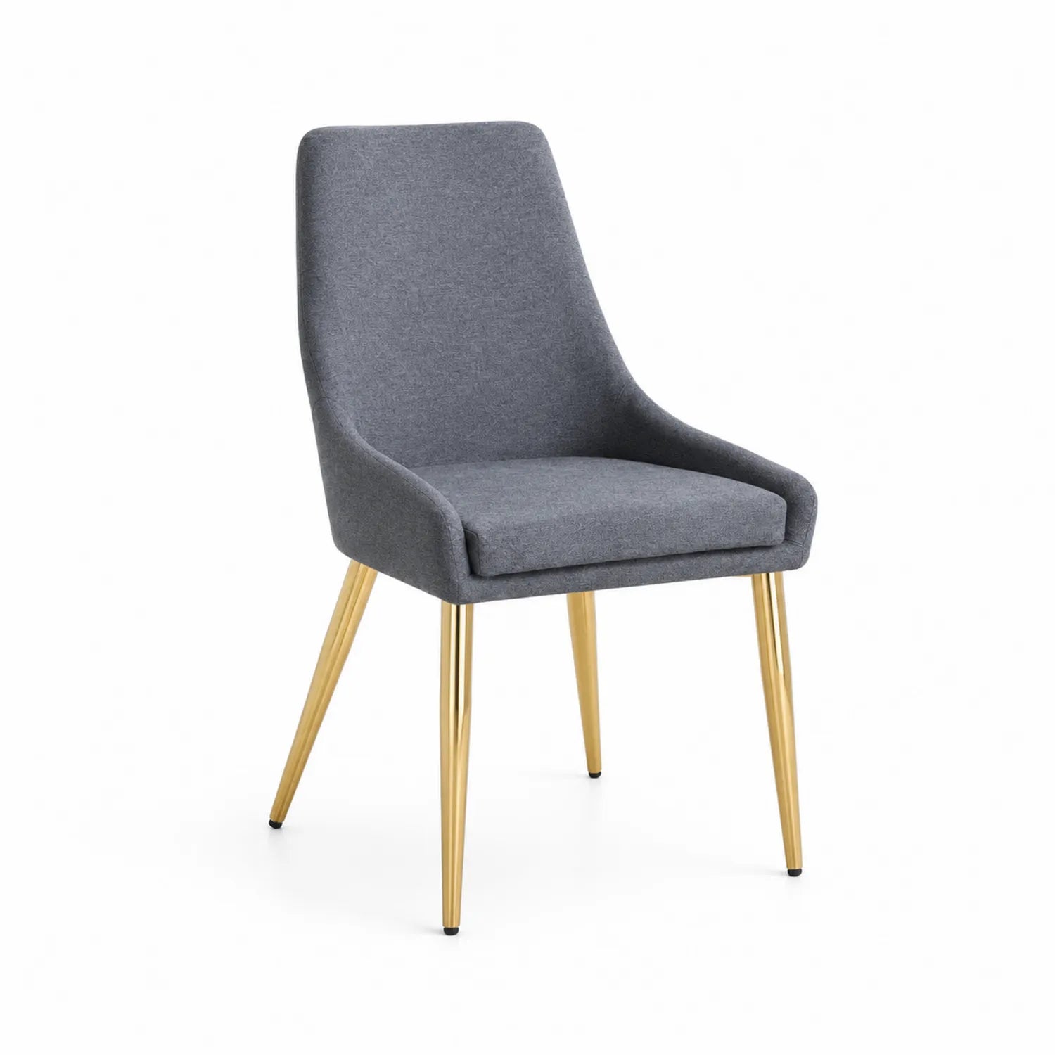 Silla de Tela Gris con Patas de Metal Dorado