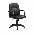 Silla giratoria de cuero sintético negra con ruedas