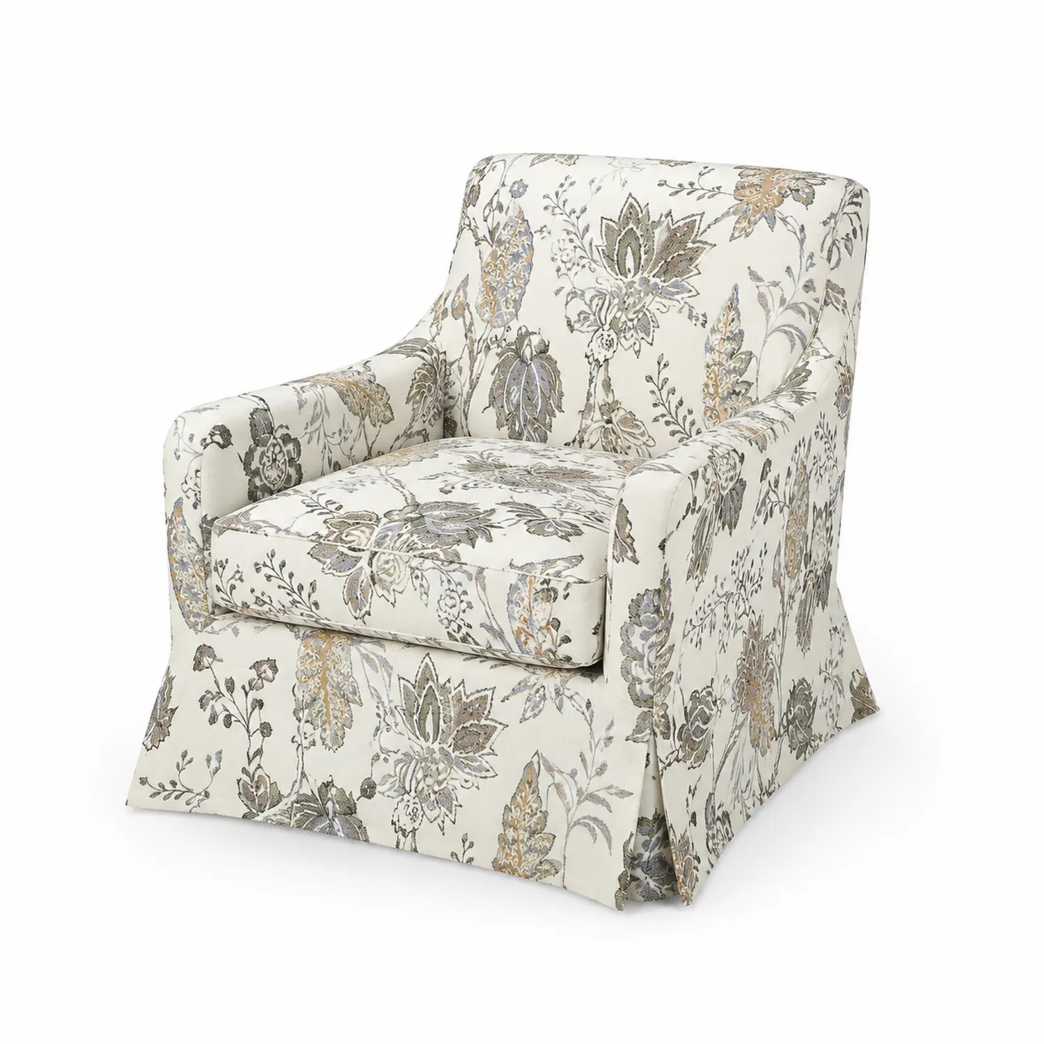 Sillón de tela estampado floral beige