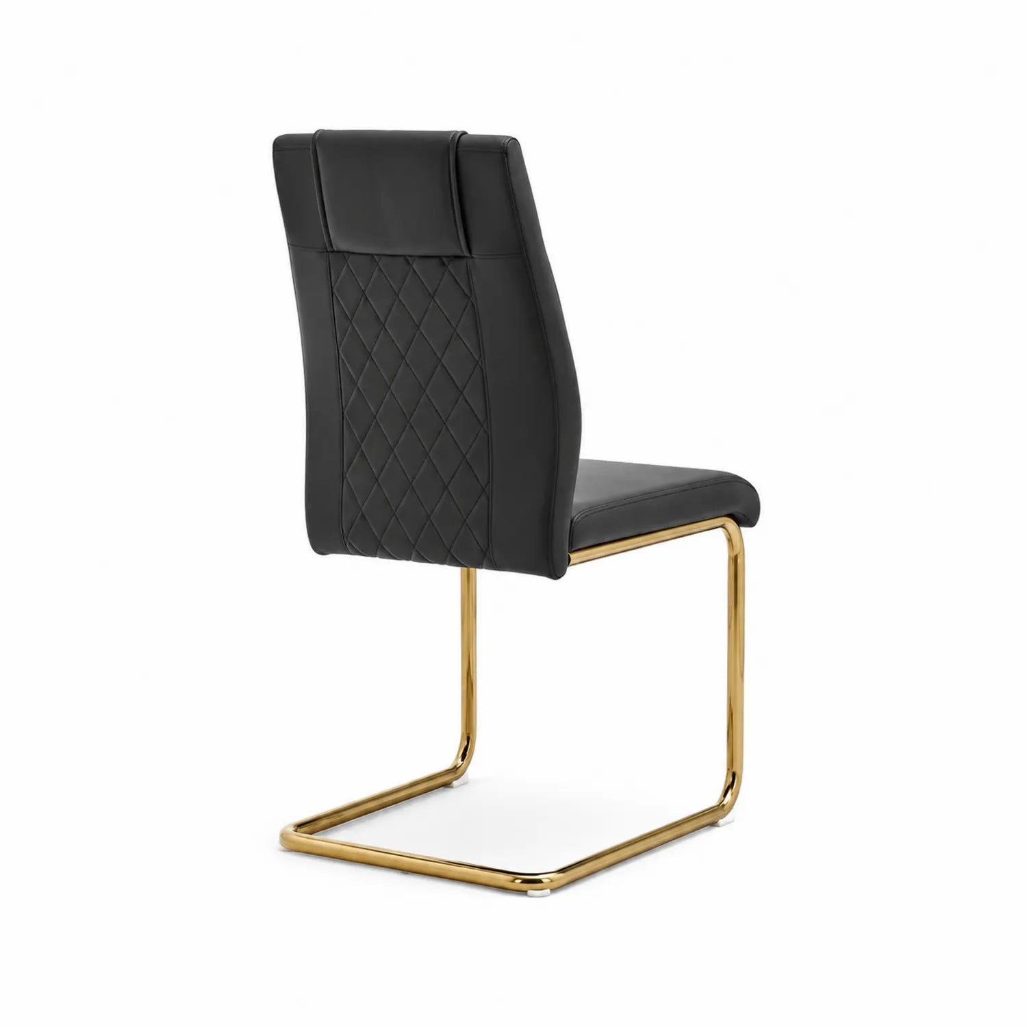 Silla de cuero sintético con estructura dorada