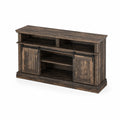 Mueble de TV de Madera Maciza con Puertas Correderas Marrón
