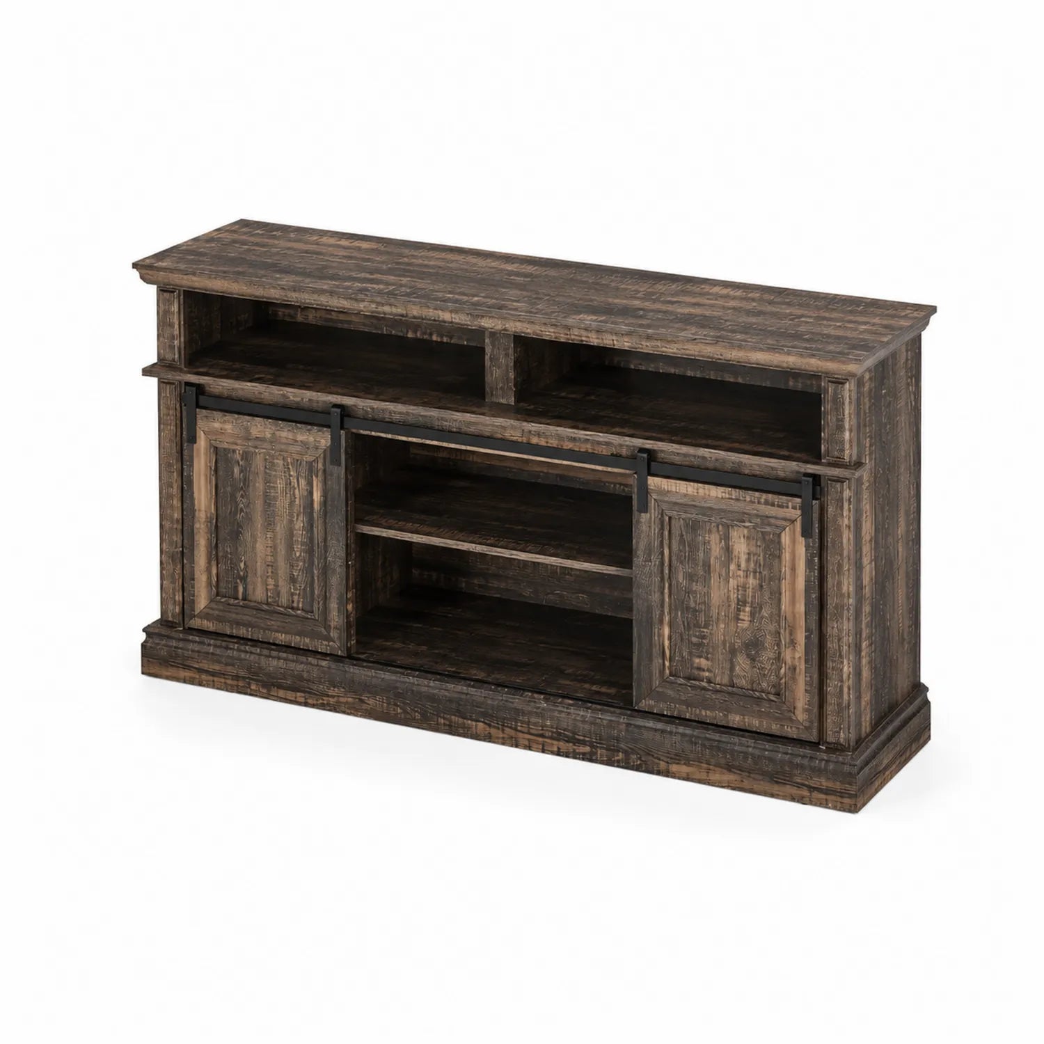 Mueble de TV de Madera Maciza con Puertas Correderas Marrón