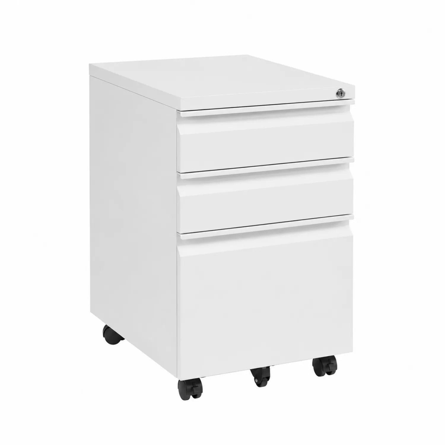 Cajonera de Metal Blanca con Ruedas y Cerradura
