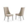 Juego de 2 sillas de comedor de poliéster beige con patas de madera