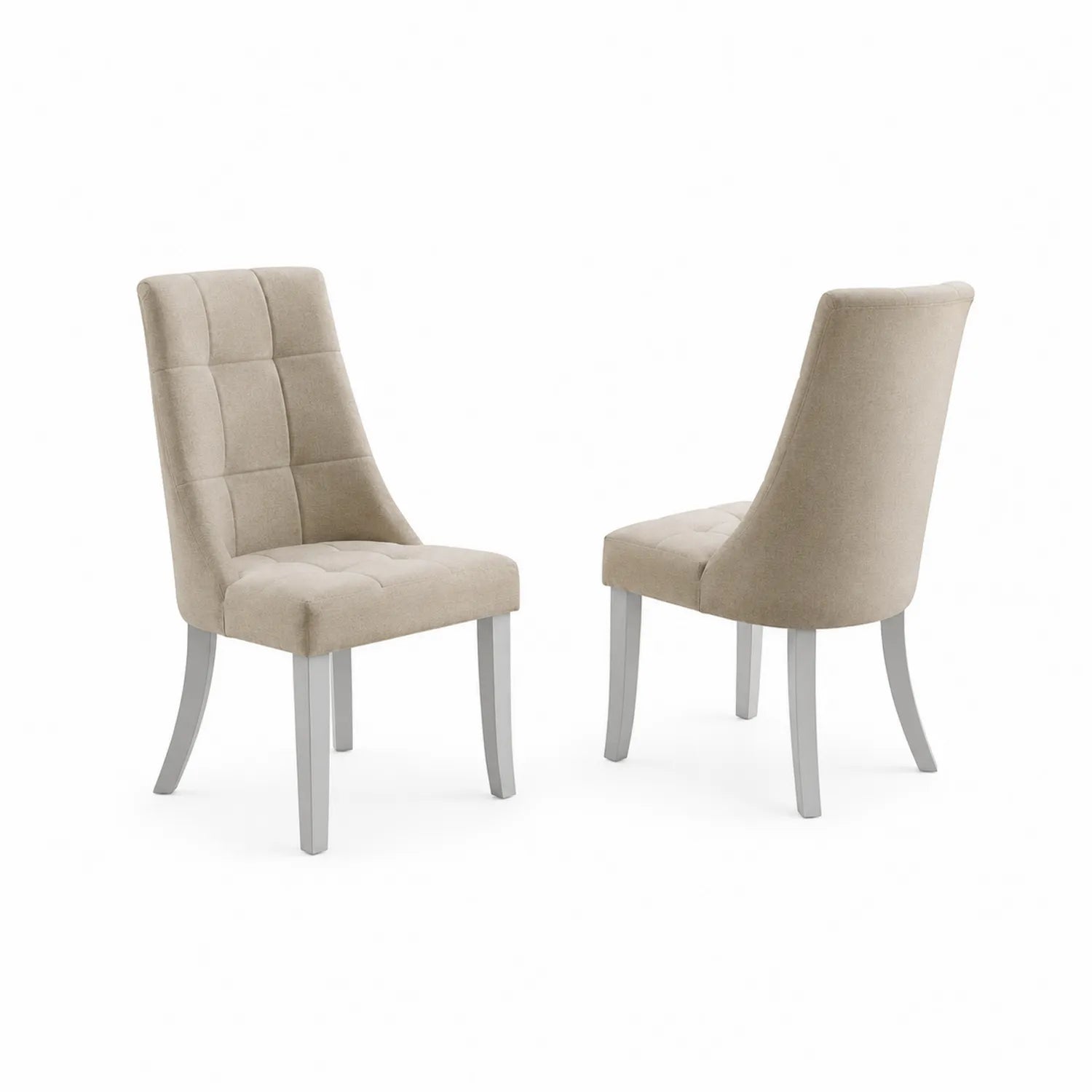 Juego de 2 sillas de comedor de poliéster beige con patas de madera