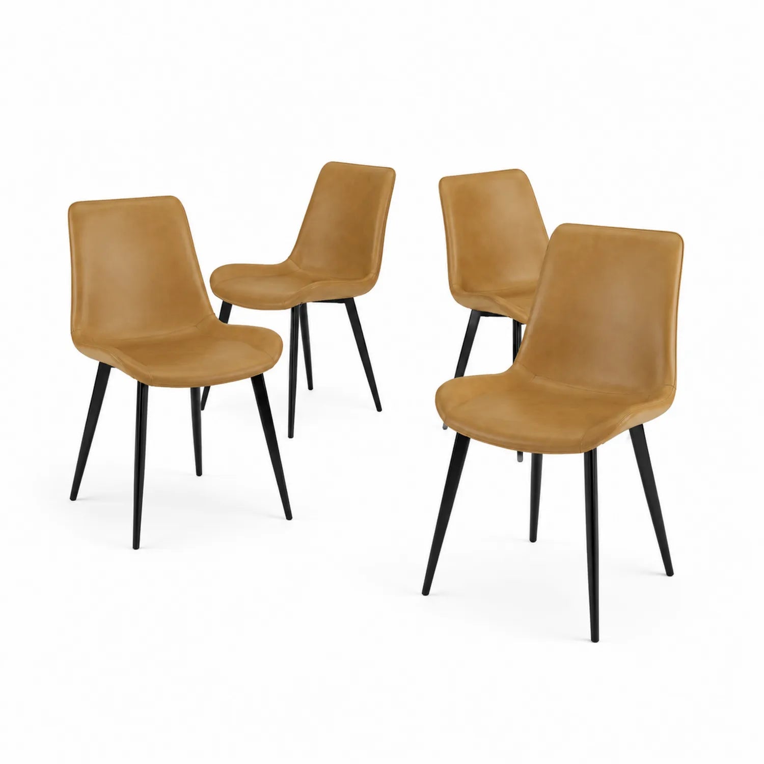 Conjunto de 4 sillas de cuero sintético y patas de metal