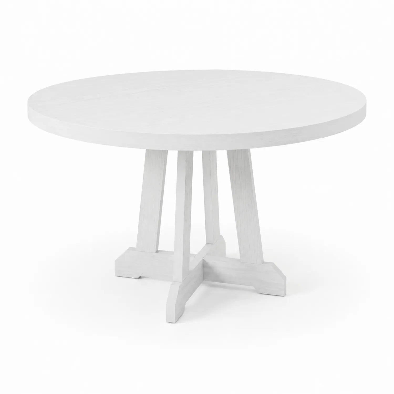 Mesa de comedor redonda de madera de roble blanca
