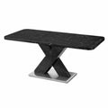 Mesa de comedor de mármol con base de acero inoxidable 160x90x75 cm