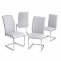 Conjunto de 4 sillas de comedor de cuero sintético con estructura de acero cromado Gris