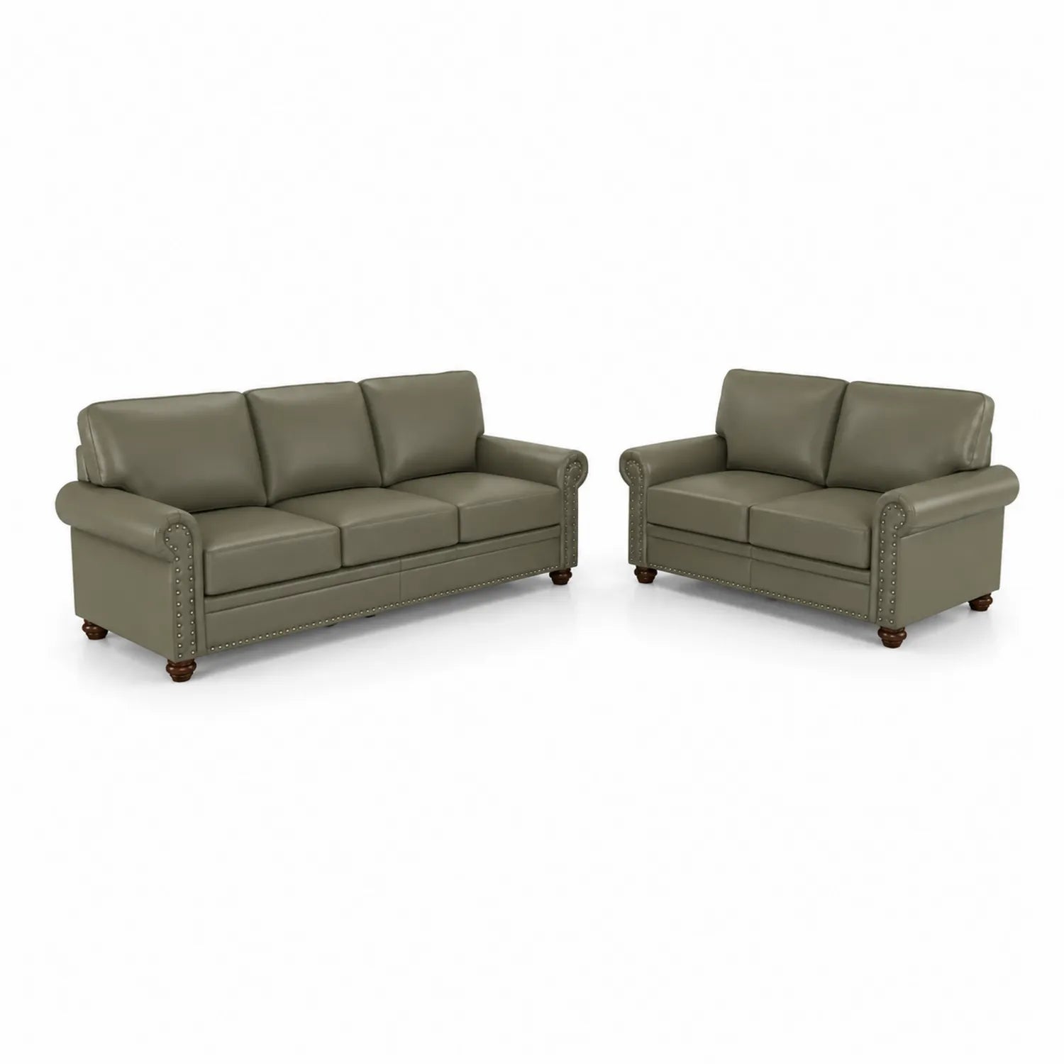 Conjunto de Sofás de 3 y 2 Plazas de Piel Sintética Gris