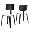 Juego de 2 Sillas de Comedor de Madera y Cuero PU Negro y Blanco