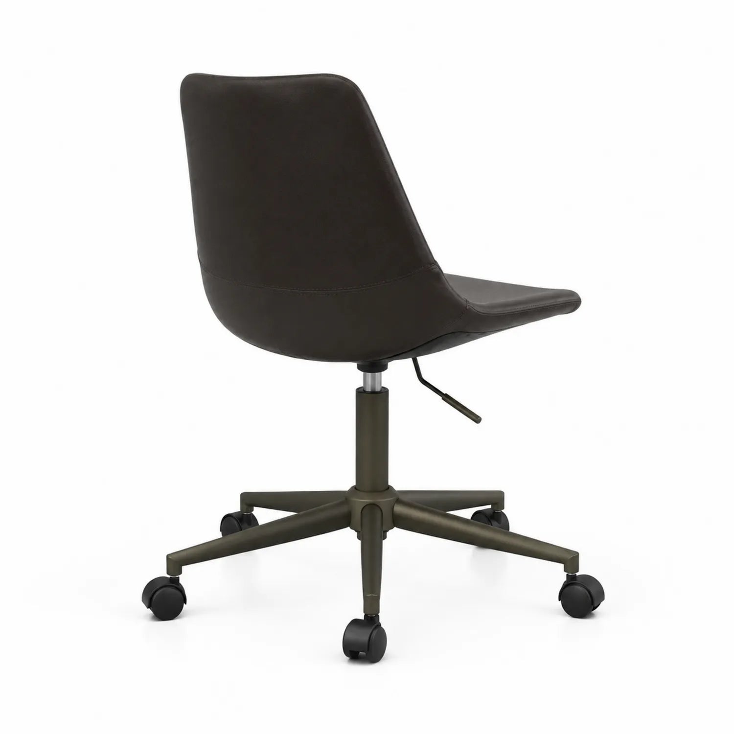 Silla giratoria de cuero sintético con base de metal