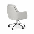 Silla giratoria de poliéster gris con base de acero cromado y ruedas