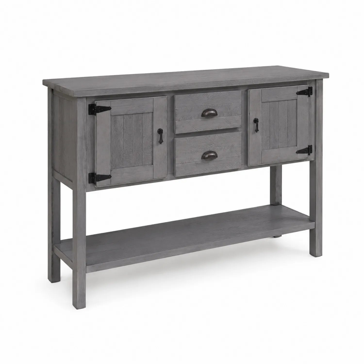 Mesa consola de madera de pino con puertas y cajones 140x40x80 cm