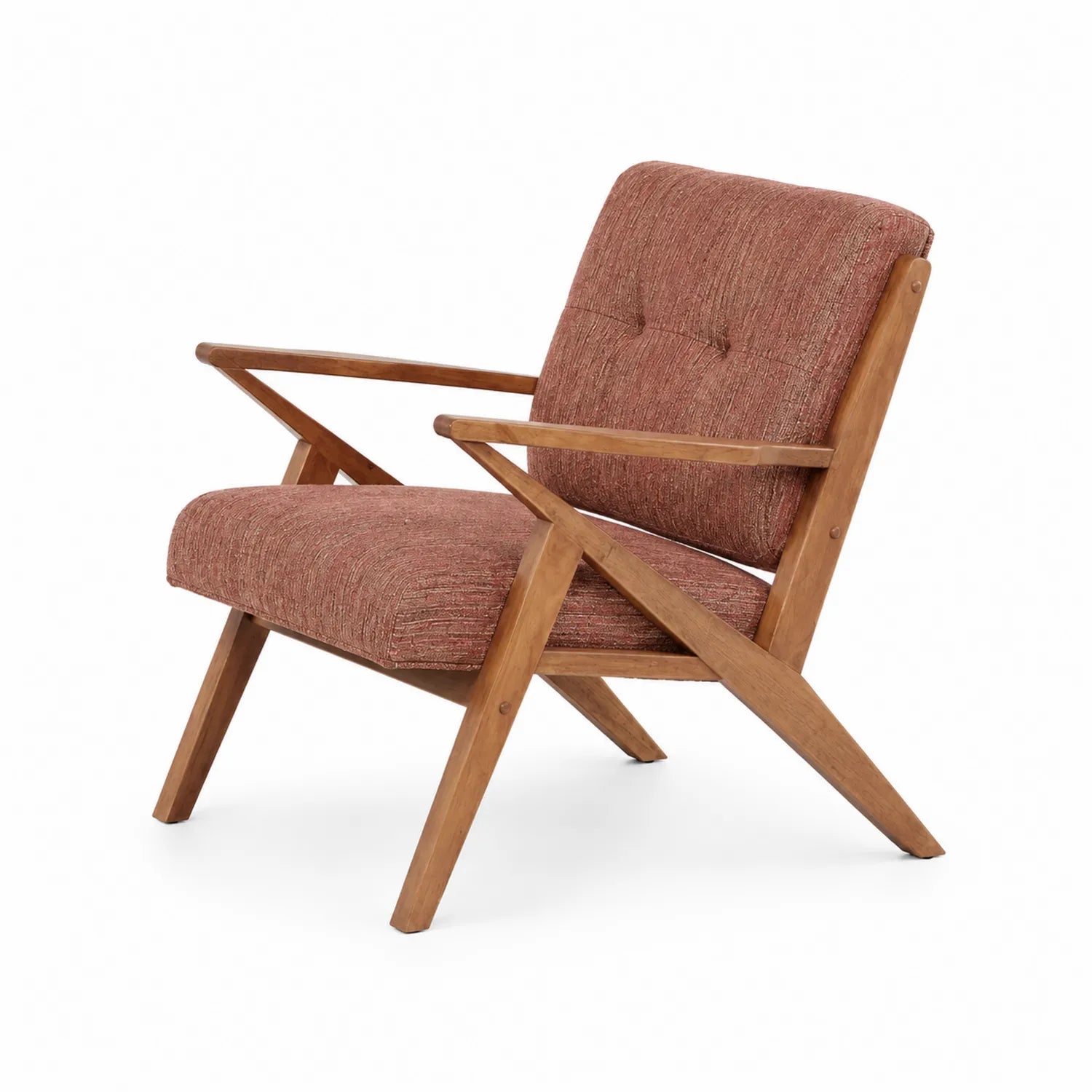 Silla de madera con tapizado de poliéster Rojo 75x65x80 cm